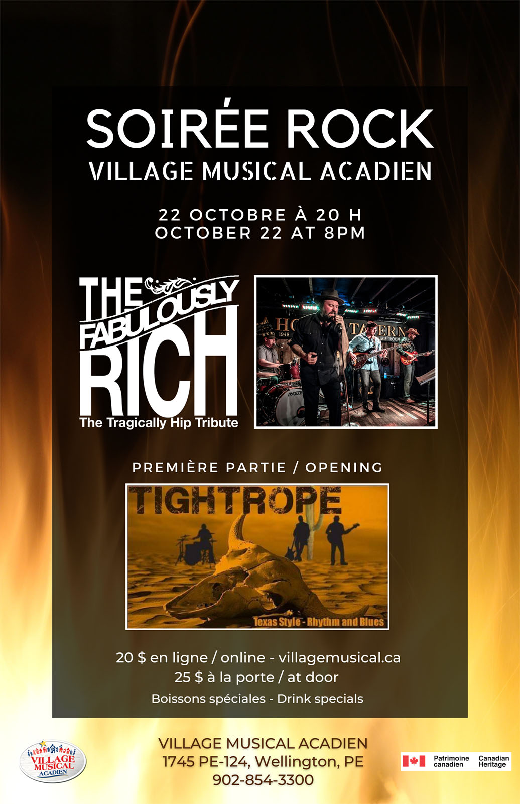 Soirée Rock – Village Musical Acadien - October 22 Octobre 2022